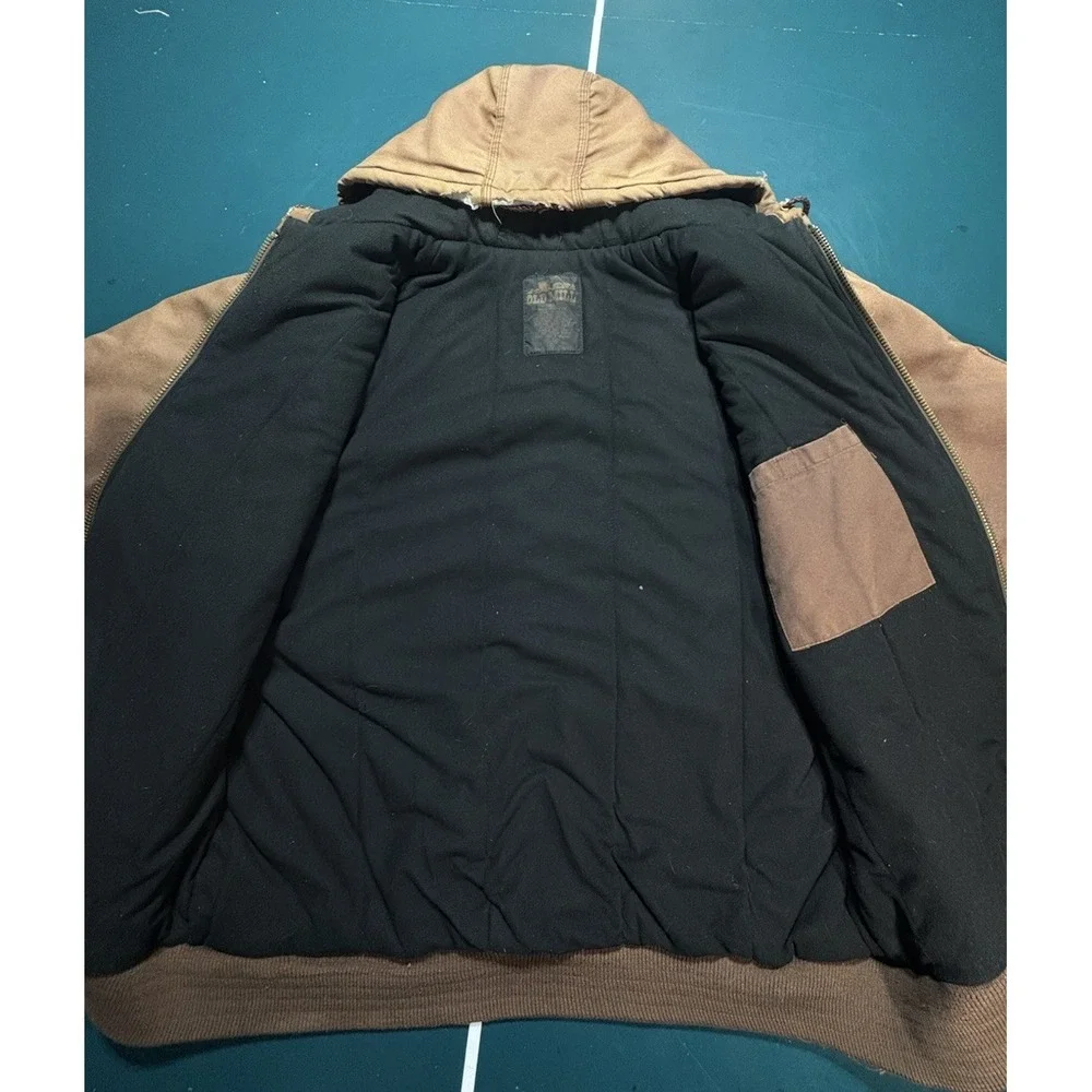 Vintage Canvas Hooded Work Jacket Distressed  Sun Faded Brown Mens Size XL‎